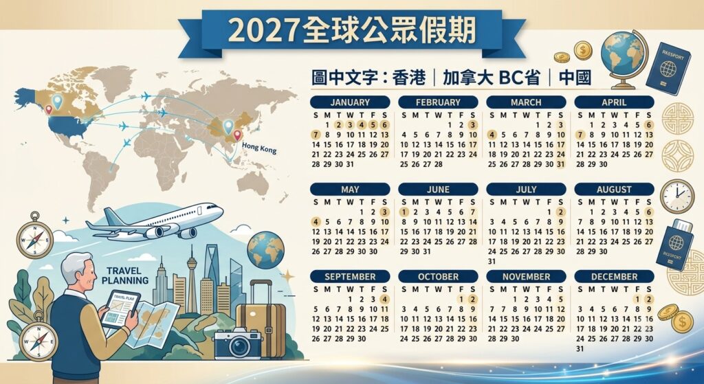 2027全球公眾假期一覽|香港加拿大BC省及中國