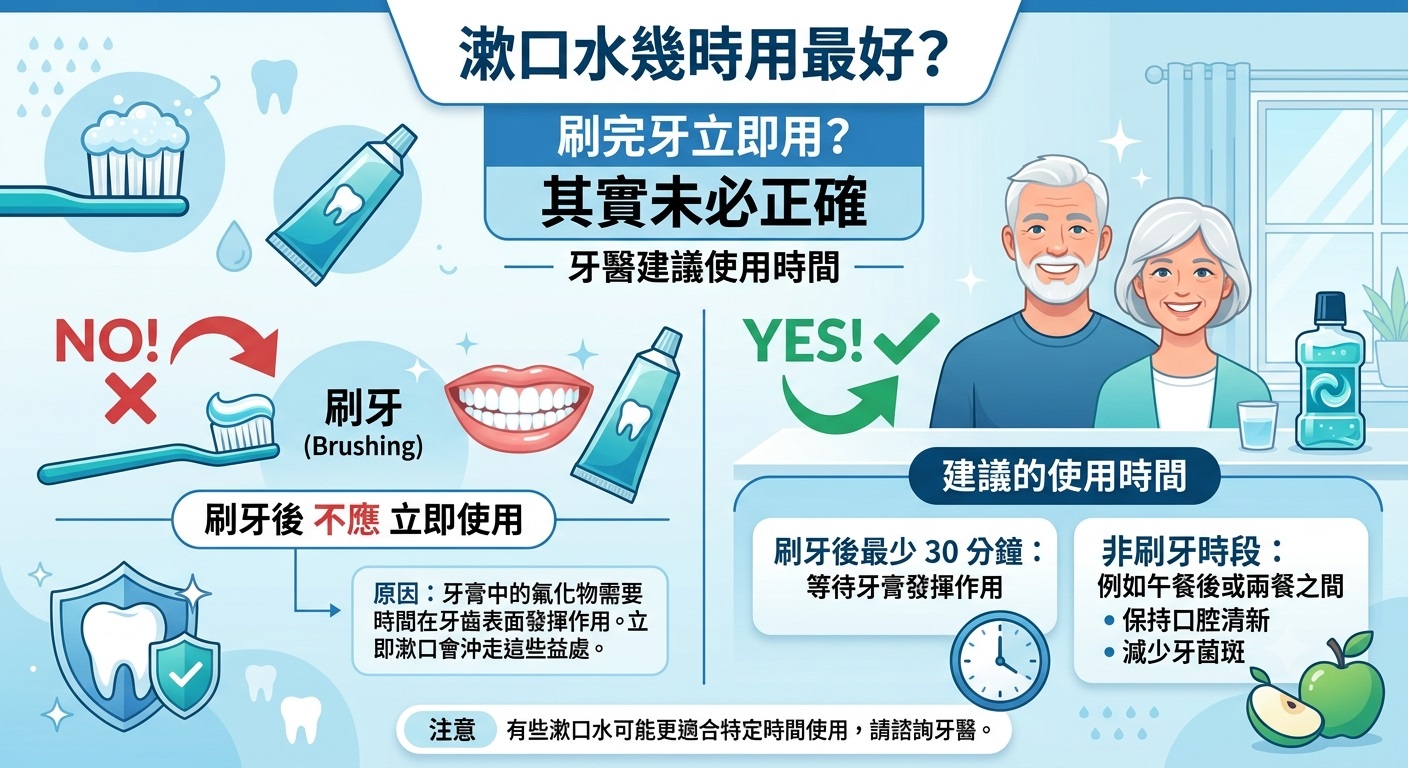 刷完牙後應該立即用漱口水嗎？牙醫建議的正確使用時間