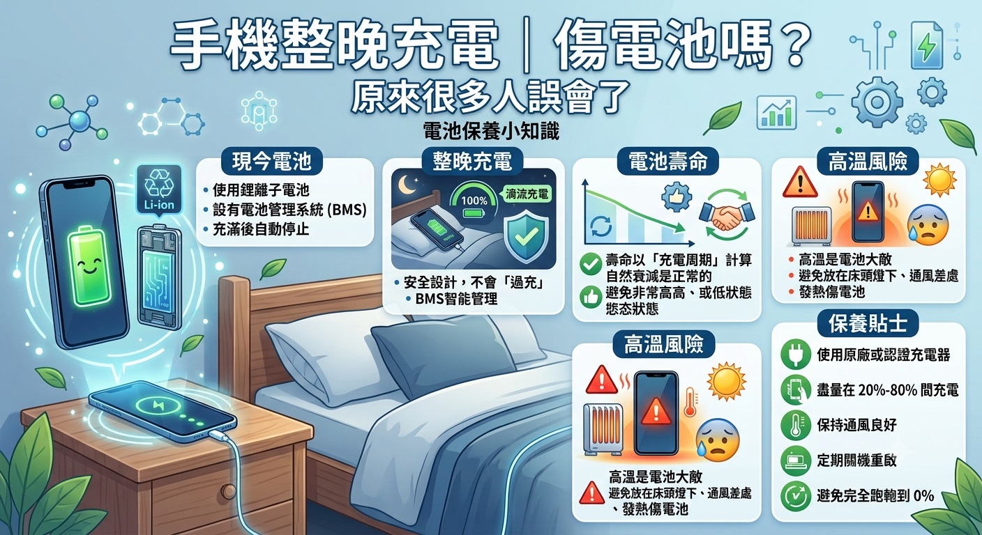 手機整晚充電會傷電池嗎？原來很多人一直誤會了