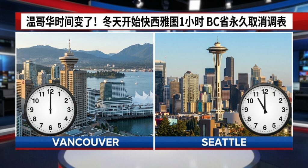 BC省永久取消冬令时，温哥华冬季将比西雅图快1小时