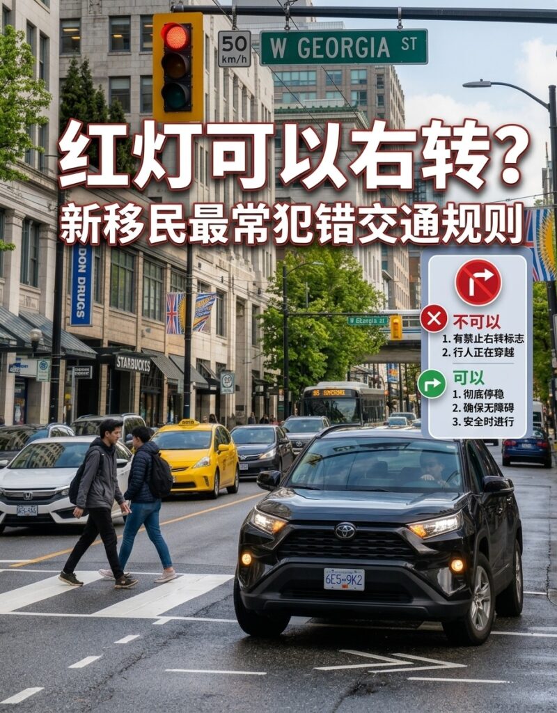 BC省红灯右转交通规则及新移民驾驶指南